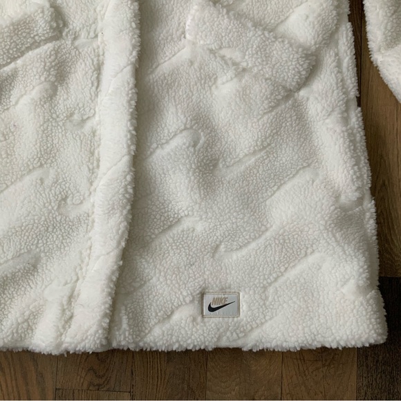 Nike Sportswear NWT White Icon Clash Long Sherpa Jacket Womens Size Large - Picture 11 of 14